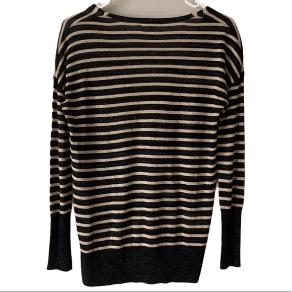 Joie Black Gold Emere Striped Shimmer Sweater - Picture 7 of 8